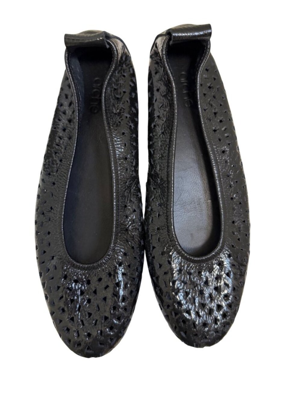 Arche Black Perforated Leather Ballet Flats Size EU 39 Made In France
